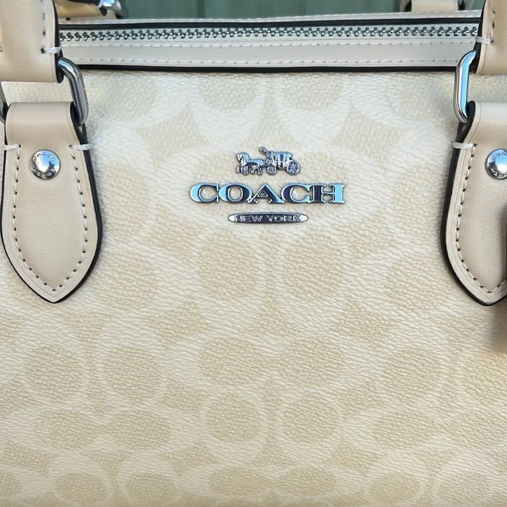 Coach Rowan Satchel Bag In Signature Canvas Butter Yellow Crossbody Purse - Picture 3 of 15